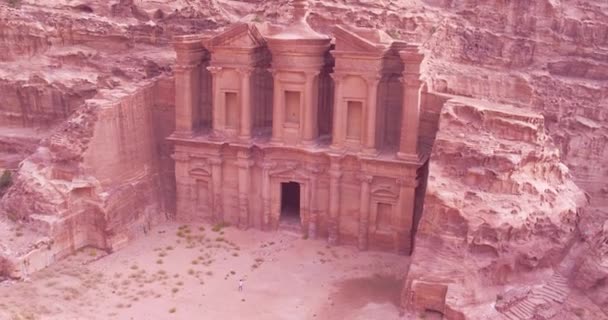 2019 Vacker Antenn Från Klosterbyggnaden Petra Jordanien — Stockvideo