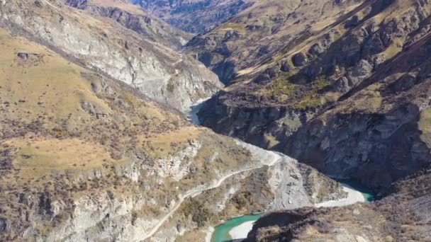 2019 Aerial Shotover River Valley Queenstown New Zealand — Stock Video