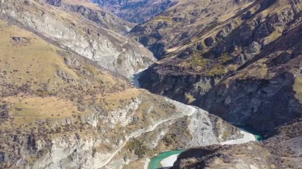 2019 Aérea Sobre Vale Rio Shotover Perto Queenstown Nova Zelândia — Vídeo de Stock