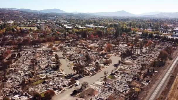 Impactante Antena Devastación Por Incendio Santa Rosa Tubbs 2017 Que — Vídeos de Stock