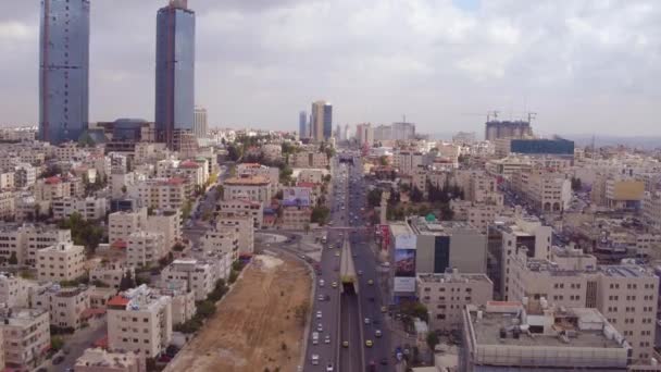 2019 Stigande Antenn Över Staden Amman Jordanien Med Gator Och — Stockvideo