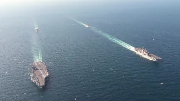 2019 Pesawat Angkatan Laut Amerika Serikat Dan Kapal Induk Dari — Stok Video