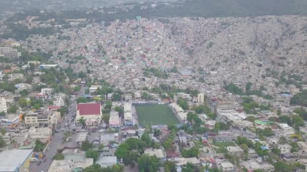 Verbazingwekkende Antenne Sloppenwijken Favela Sloppenwijken Wijk Cite Soleil Van Port — Stockvideo