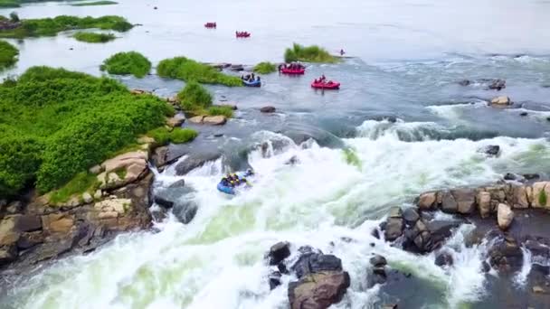 Vzduch Nad Trámy Rafting Řece Nil Ugandě Afrika — Stock video