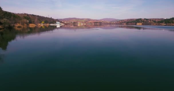 Niedriger Wasserstand Über Dem Mladost See Mazedonien — Stockvideo