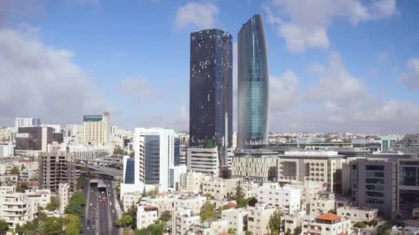 2019 Antenne Boven Stad Amman Jordanië Centrum Zakelijke Wijk Verkeer — Stockvideo