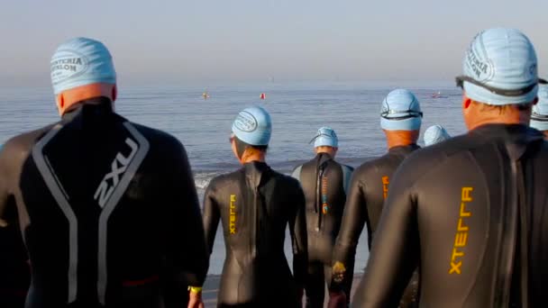 Triathlon Zwemmers Oceaan — Stockvideo