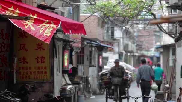 Una Piccola Strada Laterale Con Negozi Shanghai Cina — Video Stock