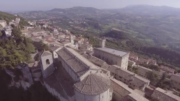 Légi Fölött Prepublic San Marino Domboldalak Falvak Monte Titano — Stock videók