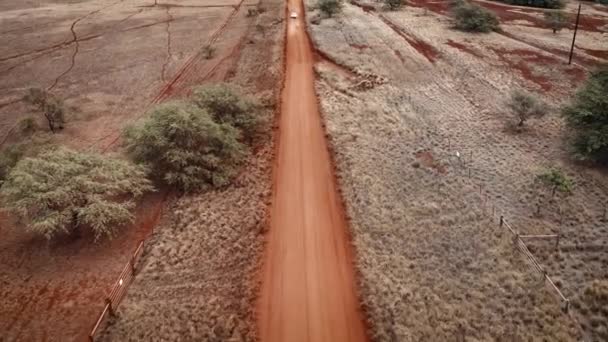 Luchtfoto Een Pick Truck Rijden Een Onverharde Weg Molokai Hawaii — Stockvideo