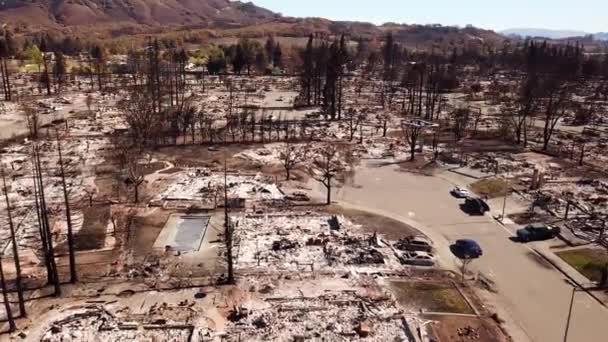 Shocking Aerial Devastation 2017 Santa Rosa Tubbs Fire Disaster Which — Stock Video