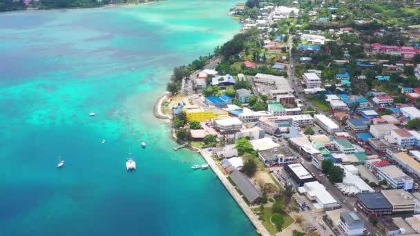 2019 Goed Luchtafweerschot Boven Port Vila Hoofdstad Van Pacific Island — Stockvideo