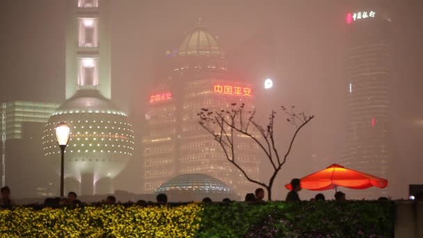 Nebbia Avvolge Skyline Shanghai Cina — Video Stock