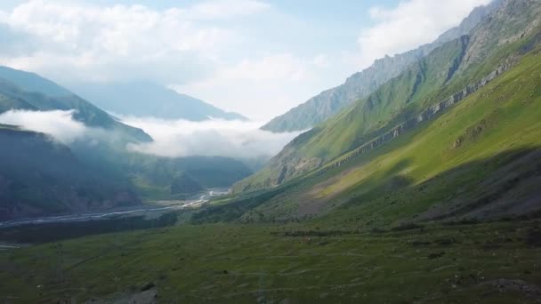 2019 Antenne Eines Flusses Durch Die Landschaft Der Republik Georgien — Stockvideo