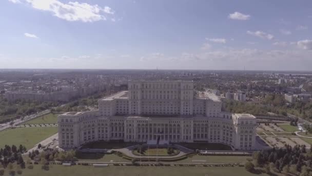 Alta Antena Sobre Palácio Parlamento Bucareste Roménia — Vídeo de Stock
