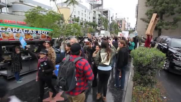 Protesters Hollywood Marching Chanting Dakota Access Pipeline — Stock Video