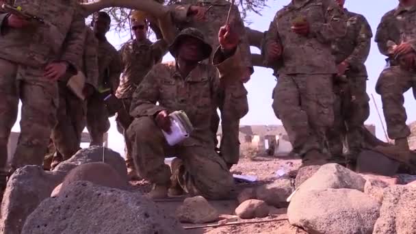 Soldiers Djibouti Africa Practice Tactics Perform Enemy Ambush — Stock Video