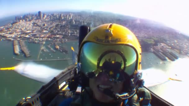 Navy Blue Angels Perform Stunts Formations — Stock Video