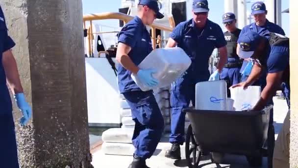 Coast Guard Border Patrol Seize 000 Pounds Marijuana Drug Raid — Stock Video