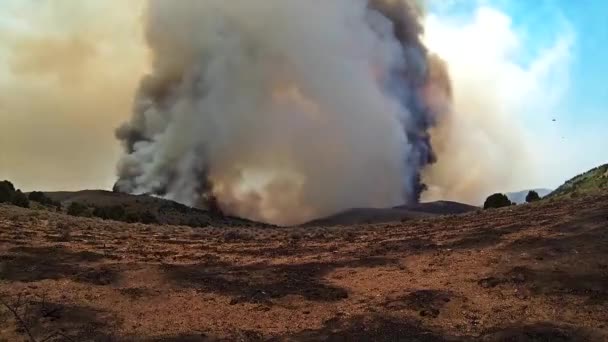 Enorme Incendio Boschivo Brucia Nel Timelapse Mentre Gli Aerei Fanno — Video Stock