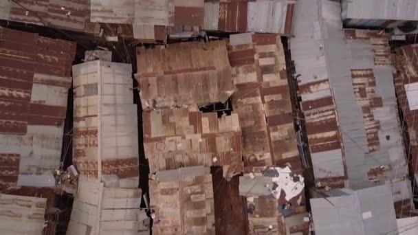 Imagem Aérea Notável Olhando Diretamente Para Baixo Acima Vastas Favelas — Vídeo de Stock