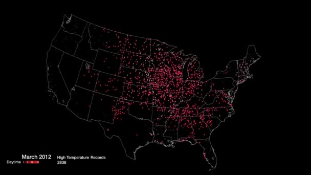 Animierte Visualisierung Zeigt Hitzerekorde Die 2012 Den Usa Aufgestellt Wurden — Stockvideo