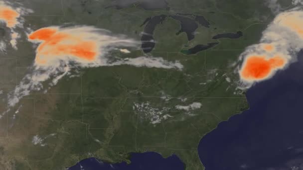 Mapa Počasí Sleduje Obrovskou Bouři Která Blíží Východnímu Pobřeží Usa — Stock video