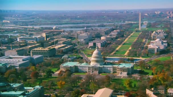 Dobrý Vzduch Nad Hlavní Kupolí Kongresem Washingtonským Památníkem Washingtonu — Stock video