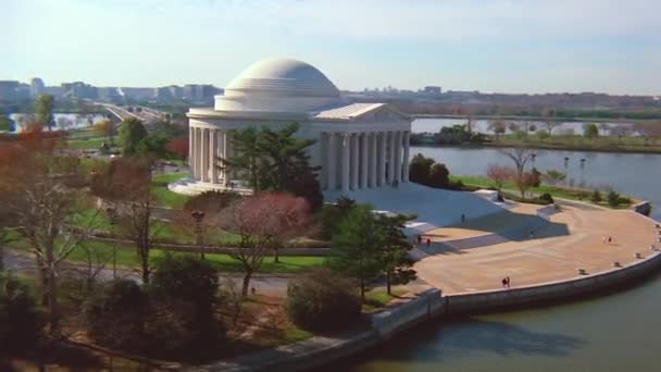 Washington Deki Jefferson Memorial Üzerinde Güzel Bir Anten — Stok video