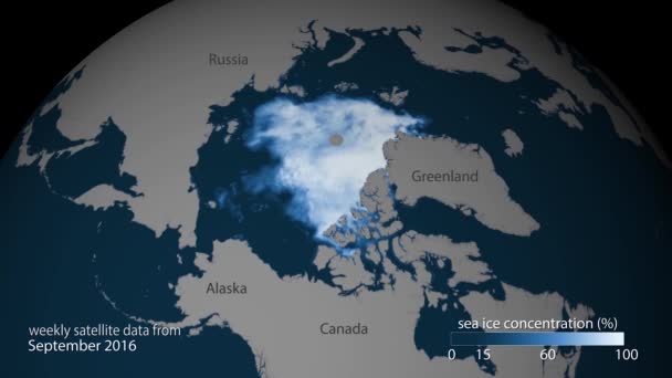 Dünyanın Animasyon Haritası 2017 Kuzey Kutbu Nda Deniz Buzu Oluşumunu — Stok video