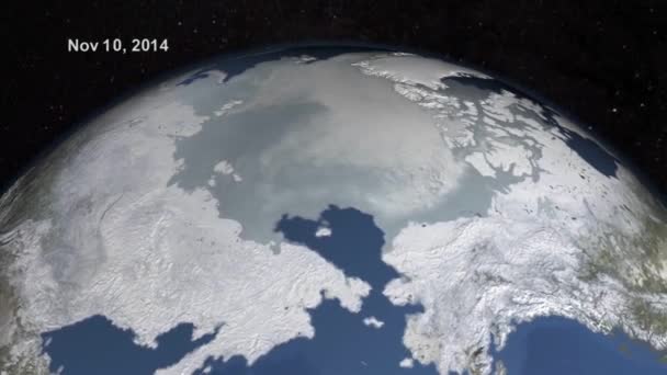 地球温暖化による海氷と北極の氷の減少のNasaのアニメーションシーケンス — ストック動画