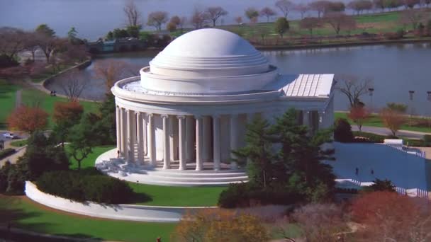 Washington Deki Jefferson Memorial Üzerinde Güzel Bir Anten — Stok video