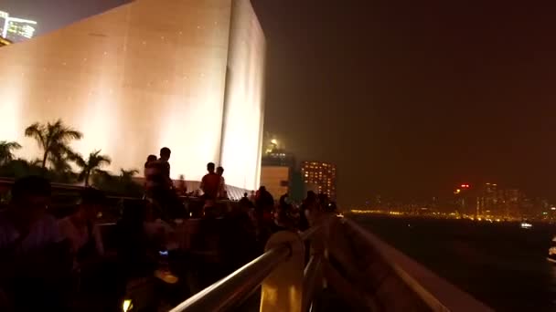 Fast Time Lapse Pan Νύχτα Του Λιμανιού Του Χονγκ Κονγκ — Αρχείο Βίντεο