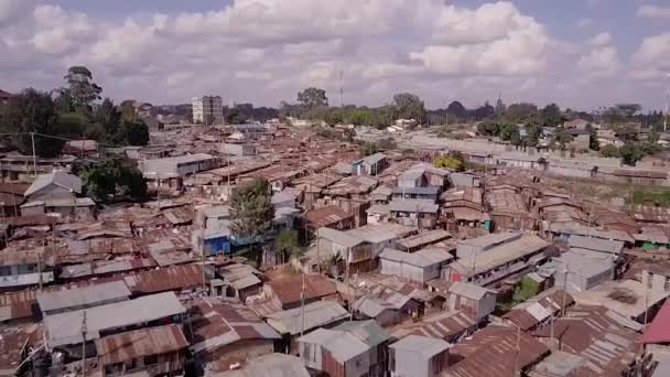 Замечательный Снимок Воздуха Над Огромными Перенаселёнными Трущобами Кибере Найроби Кении — стоковое видео