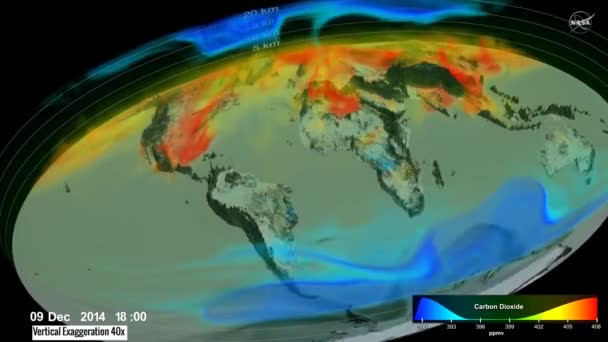 Uma Visualização Animada Nasa Partir Espaço Emissões Dióxido Carbono Todo — Vídeo de Stock