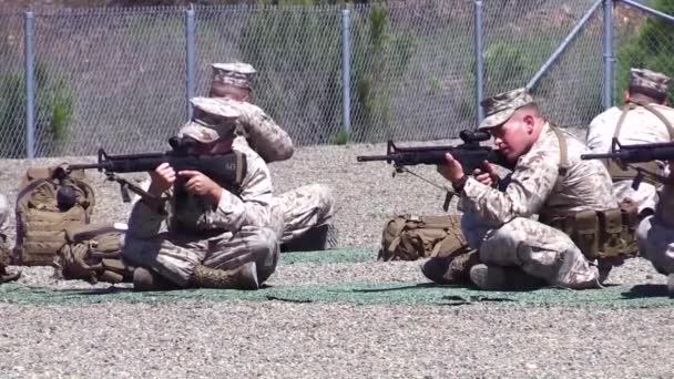 Marine Korps Officieren Oefenen Schietvaardigheid Een Schietbaan — Stockvideo