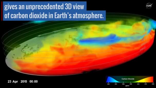 Animowana Wizualizacja Nasa Kosmosu Emisji Dwutlenku Węgla Całym Świecie 2014 — Wideo stockowe