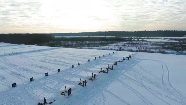 Buone Antenne Sul Poligono Tiro Dell Esercito Invernale — Video Stock