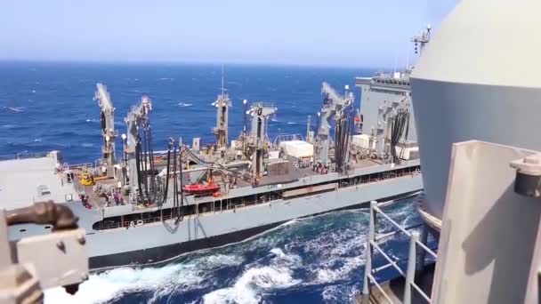 Navy Conducts Replenishment Sea Operation — Stock Video