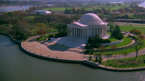 Washington Deki Jefferson Memorial Üzerinde Güzel Bir Anten — Stok video