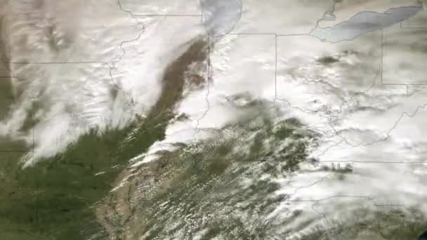 Een Weerkaart Toont Verschillende Stormen Langs Het Midwesten Van — Stockvideo