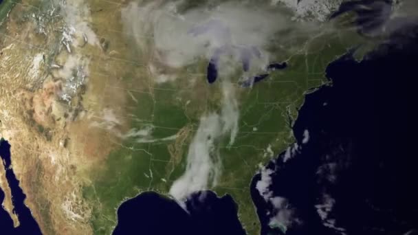 Weather Map Tracks Massive Tornado Outbreaks Midwest America — Stock Video