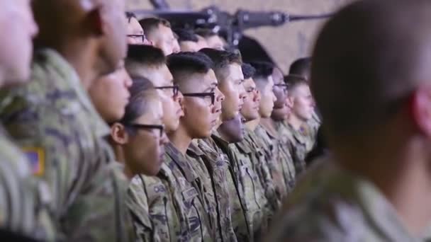 2018 Presidente Los Estados Unidos Donald Trump Visita Base Militar — Vídeos de Stock