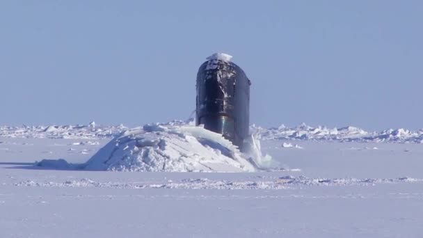 British Royal Navy Hunter Killer Submarine Hms Trenchant Surfacing Ice — Stock Video