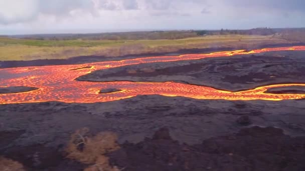 2018 Velmi Dobrá Anténa Sopky Kilauea Havaji Velmi Velkým Průtokem — Stock video