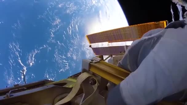 2017 Imagens Uma Nave Espacial Fora Estação Espacial Internacional — Vídeo de Stock