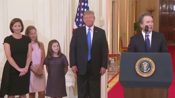 2018 Supreme Court Justice Genomineerde Breet Kavanaugh Spreekt Zijn Nominatie — Stockvideo