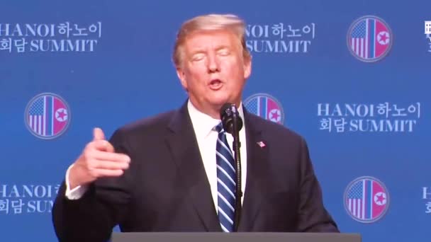 2019 Prezydent Usa Donald Trump Zwołuje Konferencję Prasową Szczycie Wietnamie — Wideo stockowe