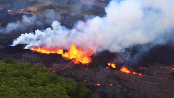 Kiváló Helikopter Antenna 2018 Kitörés Kilauea Vulkán Hawaii — Stock videók