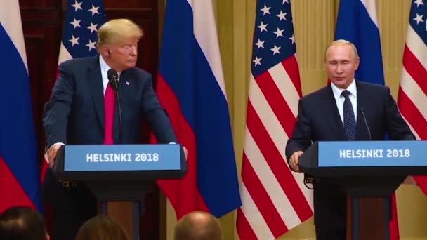 2018 Abd Başkanı Donald Trump Finlandiya Nın Başkenti Helsinki Gerçekleştirdikleri — Stok video